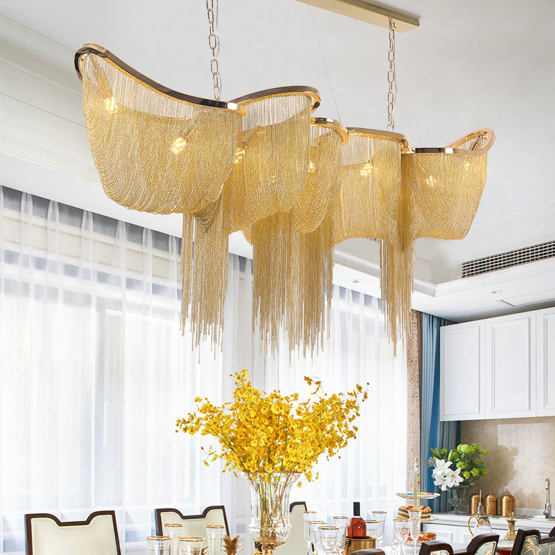 Modern Boat Golden Aluminum Chain Chandelier Lighting