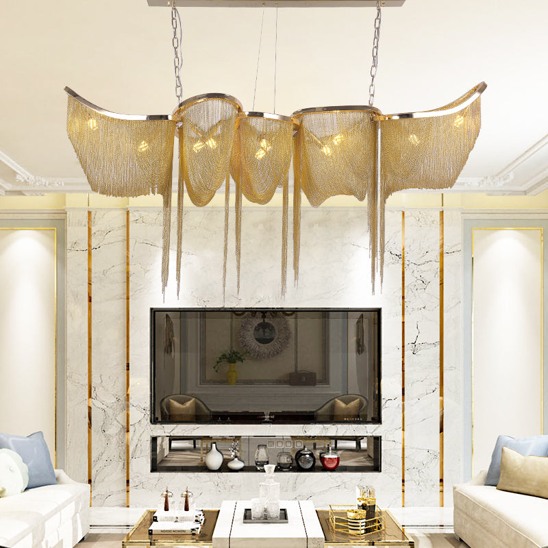 Modern Boat Golden Aluminum Chain Chandelier Lighting