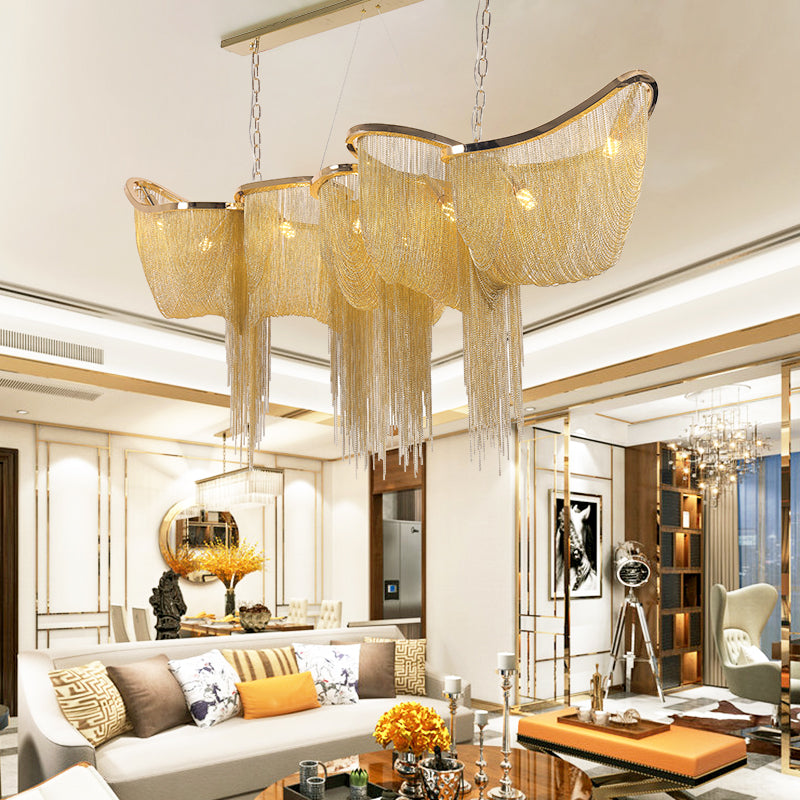 Modern Boat Golden Aluminum Chain Chandelier Lighting