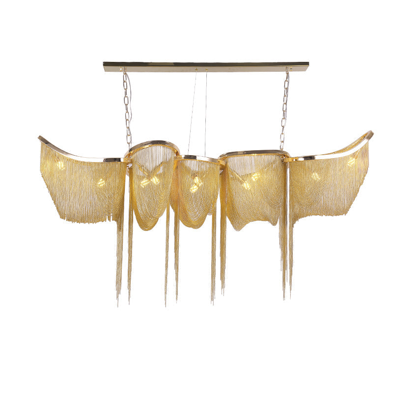 Modern Boat Golden Aluminum Chain Chandelier Lighting