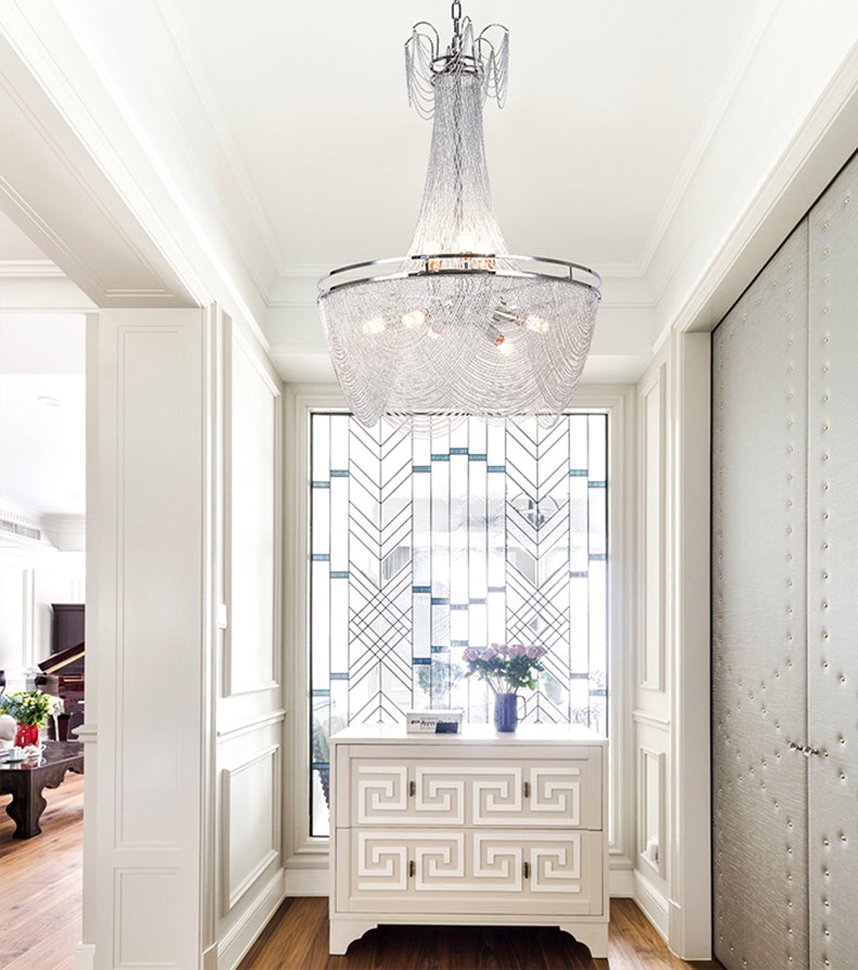 Candleholder Aluminum Chain Chandelier for Living Room