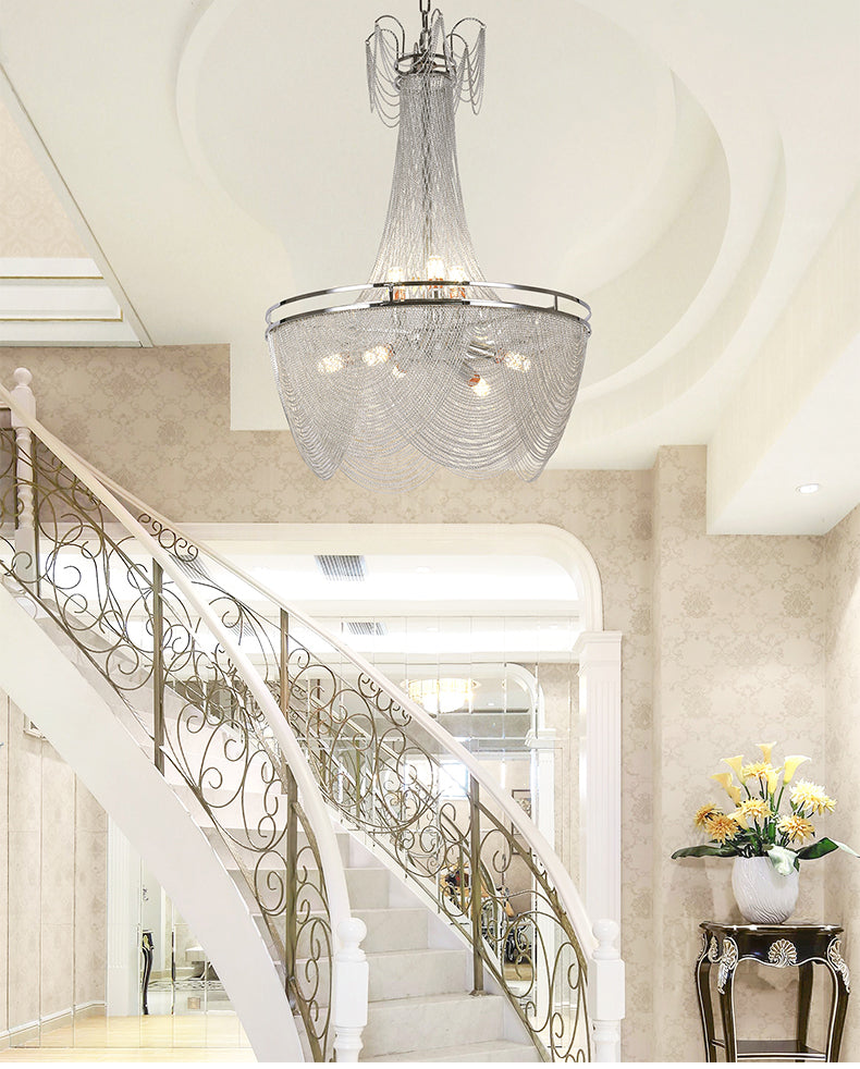 Candleholder Aluminum Chain Chandelier for Living Room
