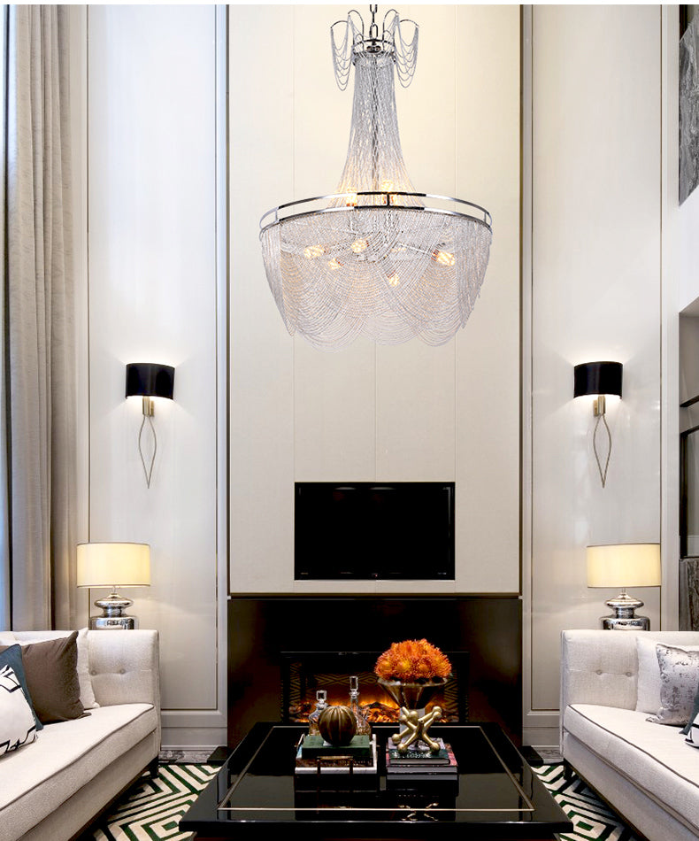 Candleholder Aluminum Chain Chandelier for Living Room