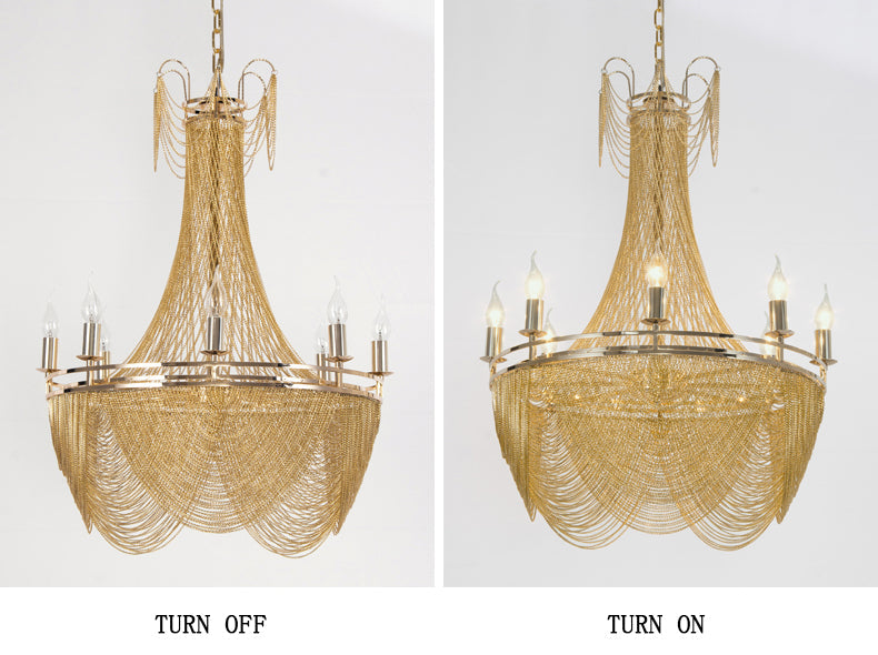 Candleholder Aluminum Chain Chandelier for Living Room