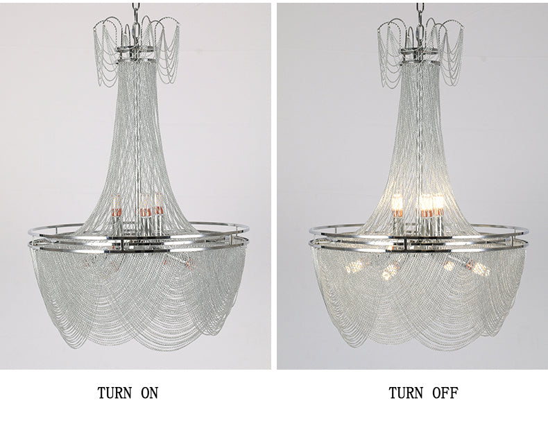 Candleholder Aluminum Chain Chandelier for Living Room