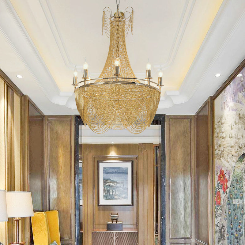 Candleholder Aluminum Chain Chandelier for Living Room