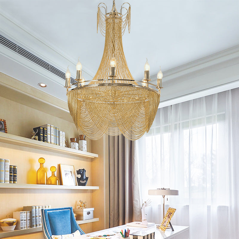 Candleholder Aluminum Chain Chandelier for Living Room