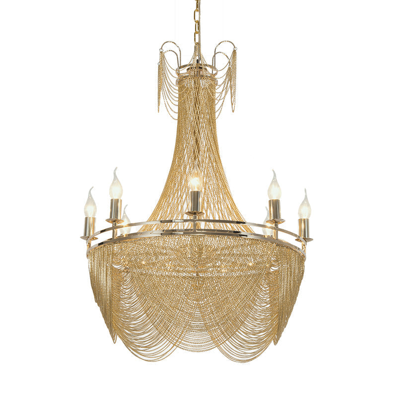 Candleholder Aluminum Chain Chandelier for Living Room