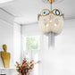 Bronze Framework and Silver Aluminum Chain Chandelier Diameter 17.7"