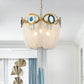 Bronze Framework and Silver Aluminum Chain Chandelier Diameter 17.7"