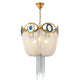 Bronze Framework and Silver Aluminum Chain Chandelier Diameter 17.7"