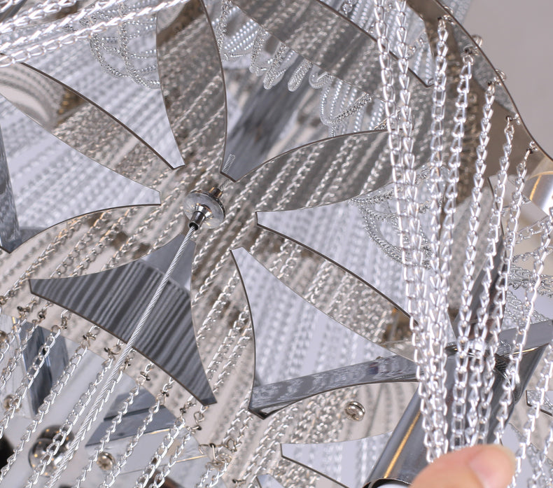 Metal Framework Aluminum Chain Tassel Chandelier For Living Room