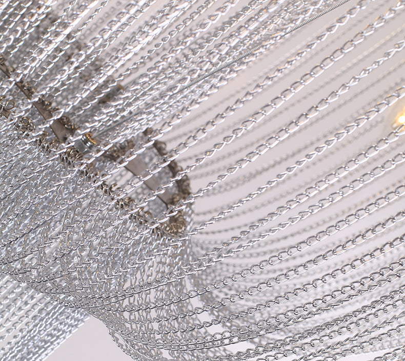 Metal Framework Aluminum Chain Tassel Chandelier For Living Room