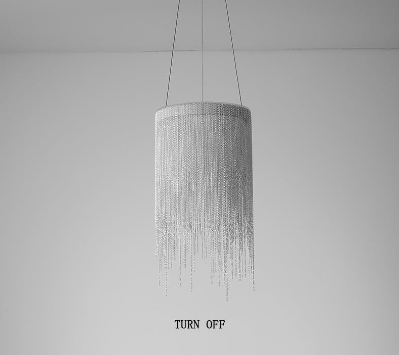 Modern Aluminum Chain Round Tassel Pendant Light