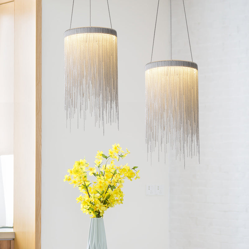 Modern Aluminum Chain Round Tassel Pendant Light