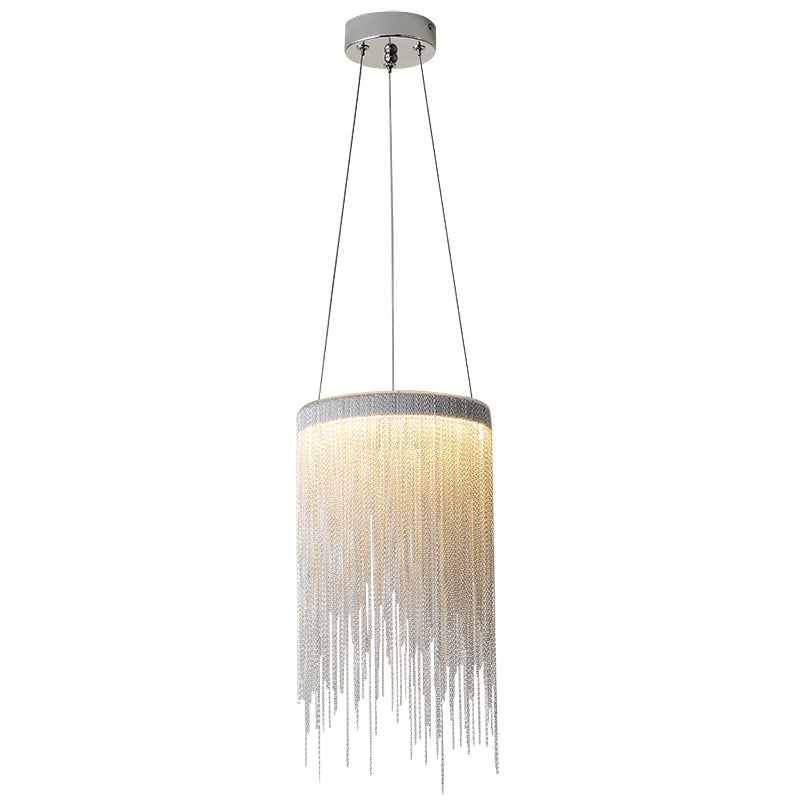 Modern Aluminum Chain Round Tassel Pendant Light