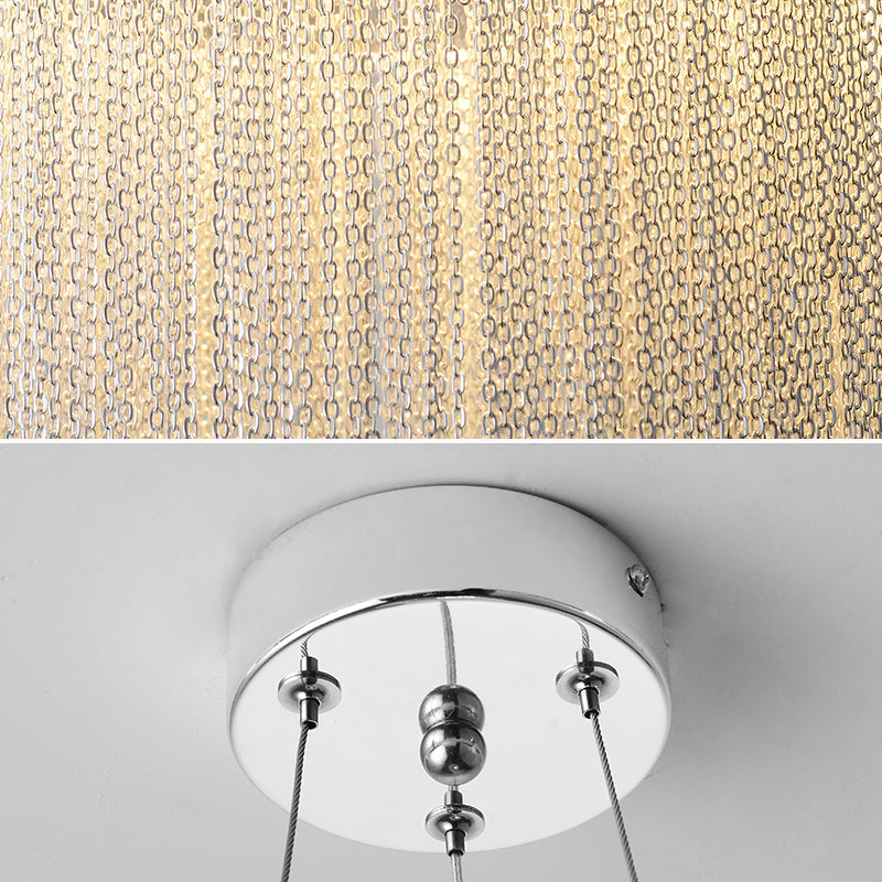Modern Aluminum Chain Round Tassel Pendant Light