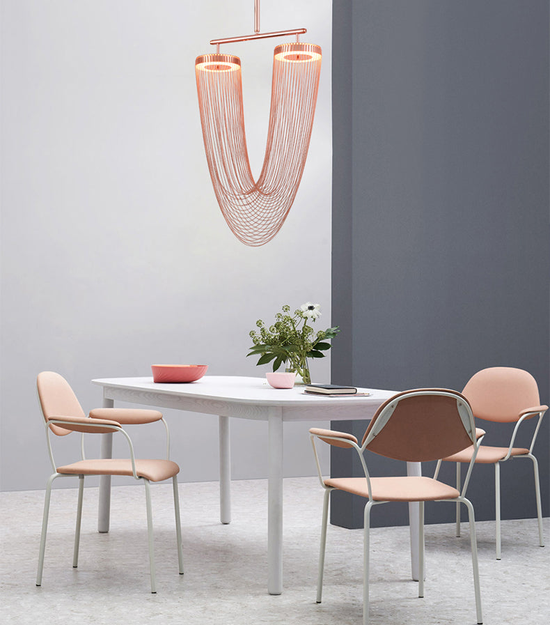 Red Aluminum Chain Tassel Pendant Lighting Diameter 20"