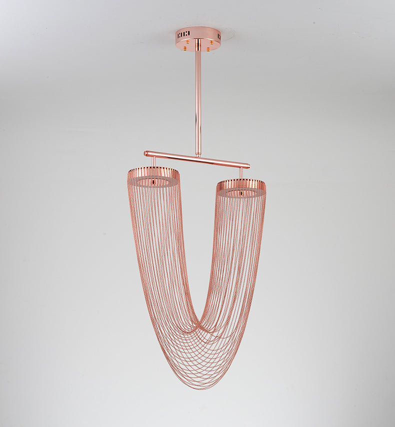 Red Aluminum Chain Tassel Pendant Lighting Diameter 20"