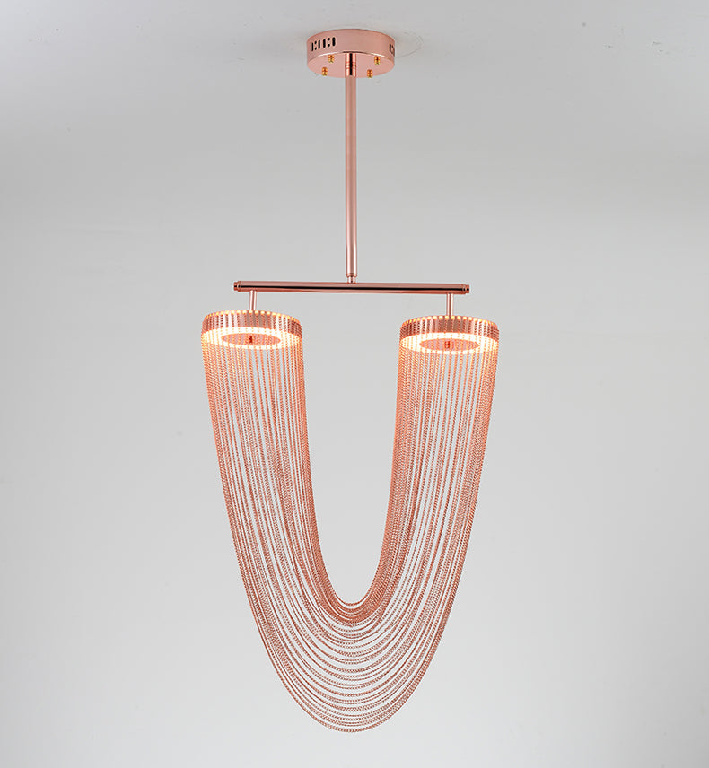 Red Aluminum Chain Tassel Pendant Lighting Diameter 20"