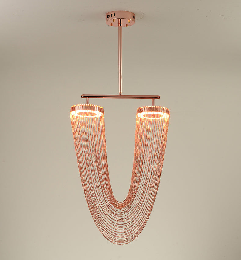 Red Aluminum Chain Tassel Pendant Lighting Diameter 20"