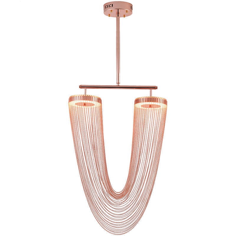 Red Aluminum Chain Tassel Pendant Lighting Diameter 20"