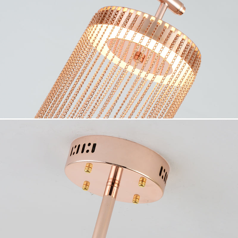 Red Aluminum Chain Tassel Pendant Lighting Diameter 20"