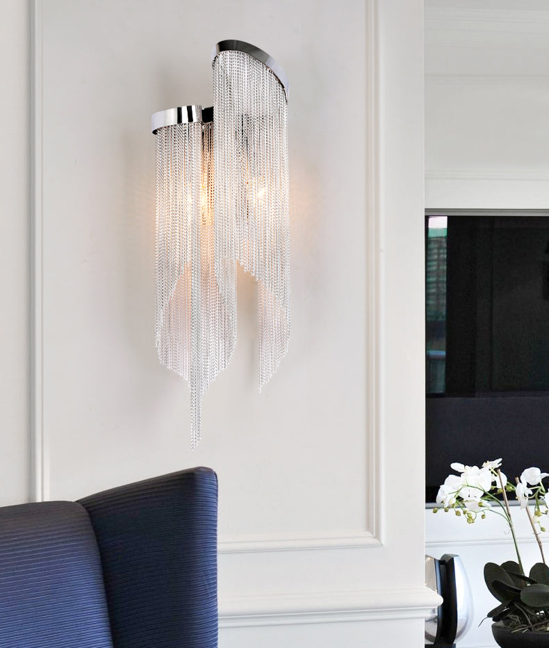 Classical Double arc Chain Tassel Wall Sconce
