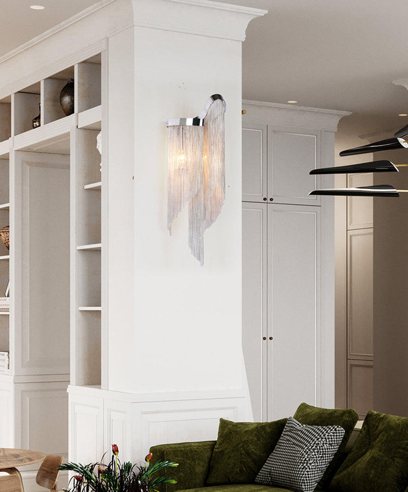 Classical Double arc Chain Tassel Wall Sconce