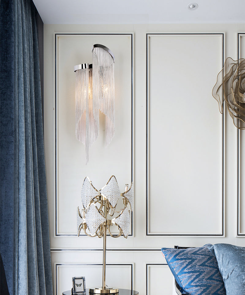 Classical Double arc Chain Tassel Wall Sconce