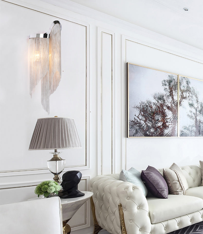 Classical Double arc Chain Tassel Wall Sconce