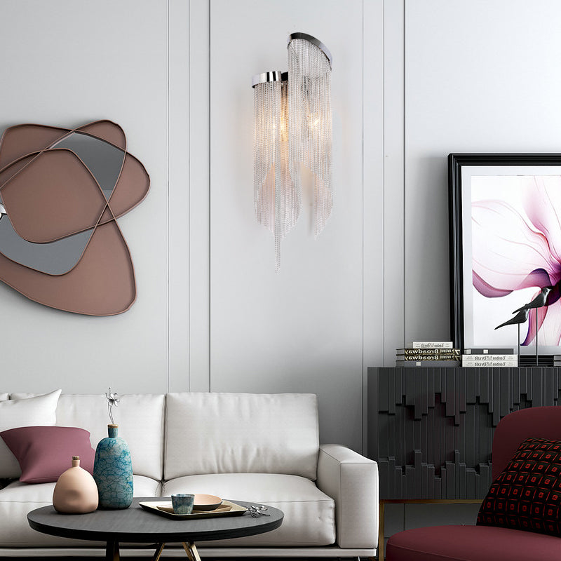 Classical Double arc Chain Tassel Wall Sconce