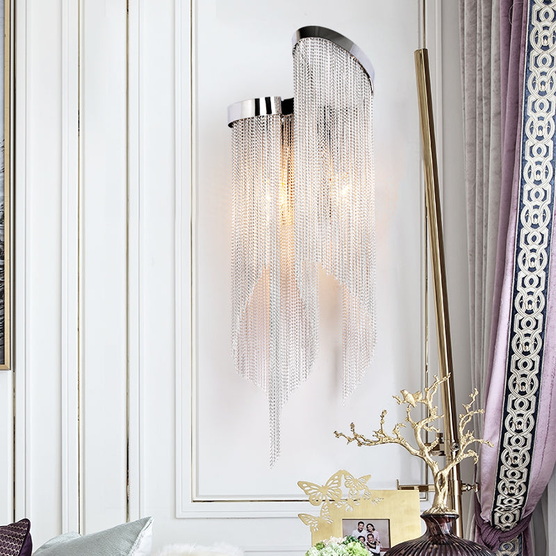 Classical Double arc Chain Tassel Wall Sconce