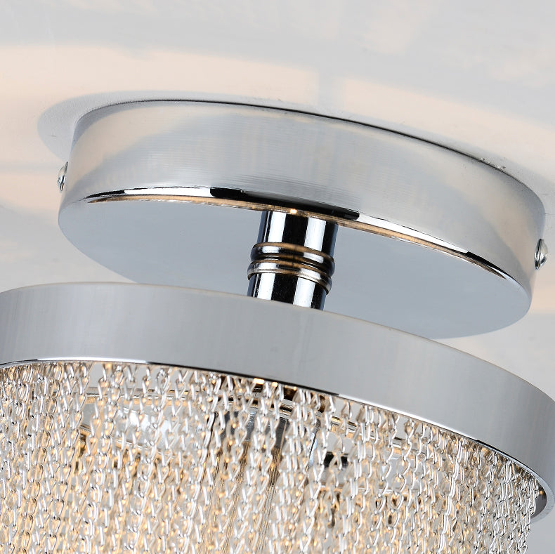 Modern Aluminum Chain Tassel Round Pendant Ceiling Light