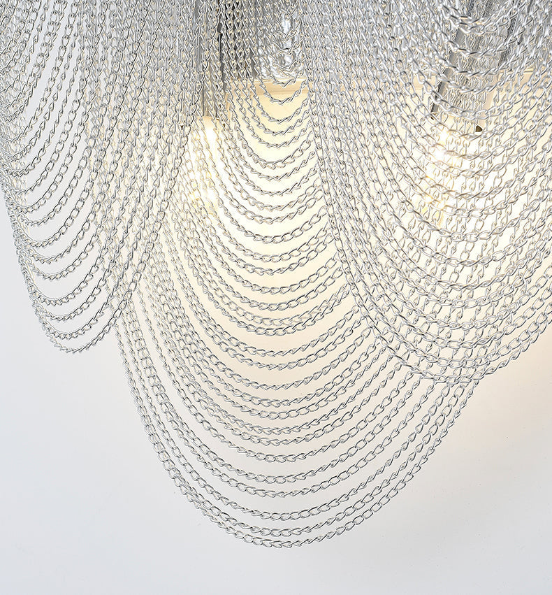 Modern Wave Shape Aluminum Chain Tassel Wall Sconce