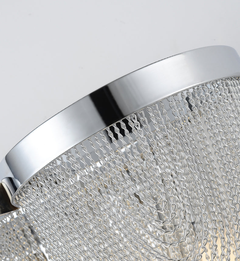 Modern Wave Shape Aluminum Chain Tassel Wall Sconce