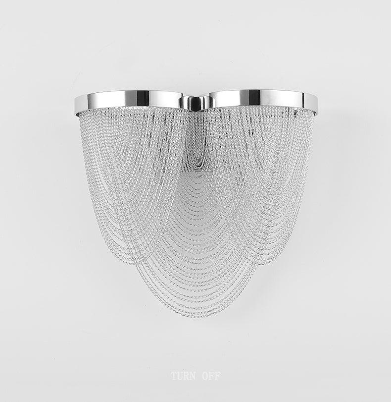 Modern Wave Shape Aluminum Chain Tassel Wall Sconce