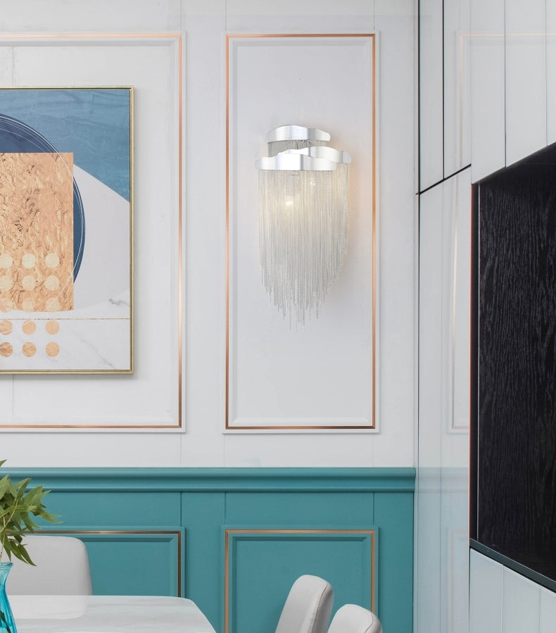 Modern 3 Lights Aluminum Chain  Tassel Wall Sconce