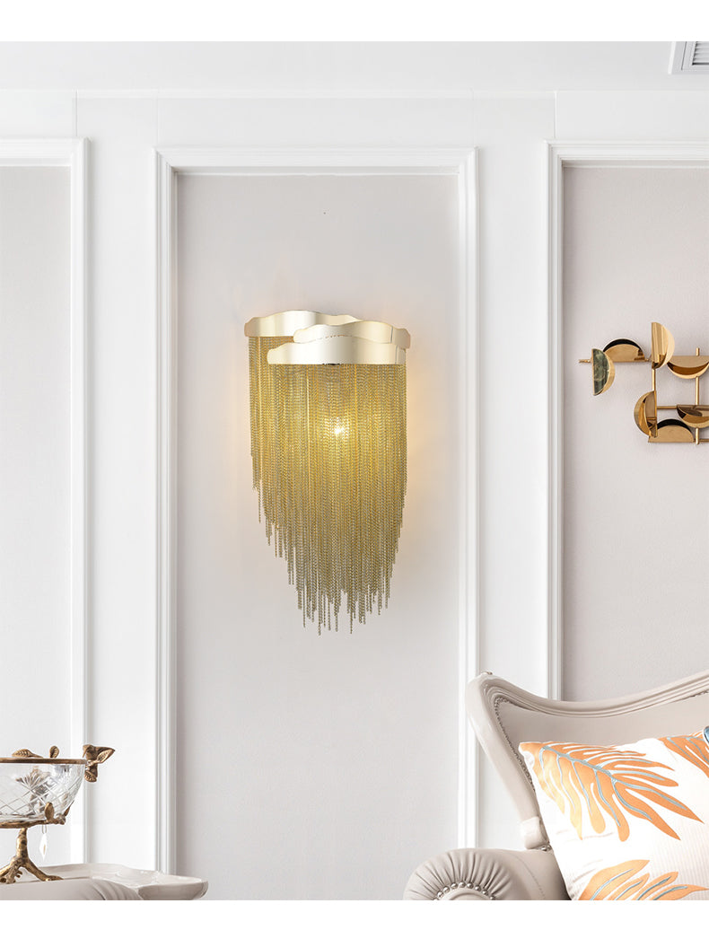 Modern 3 Lights Aluminum Chain  Tassel Wall Sconce
