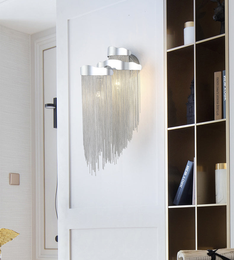 Modern 3 Lights Aluminum Chain  Tassel Wall Sconce