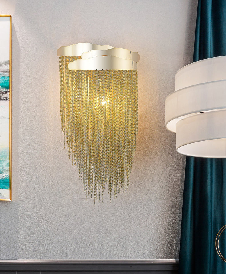Modern 3 Lights Aluminum Chain  Tassel Wall Sconce