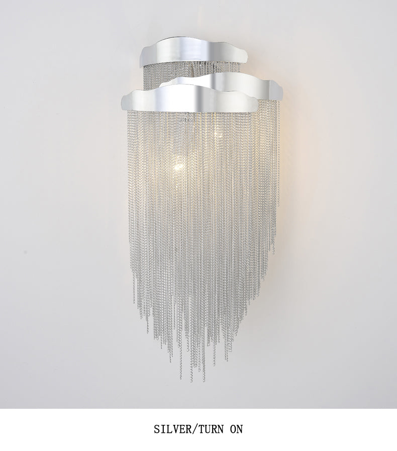 Modern 3 Lights Aluminum Chain  Tassel Wall Sconce