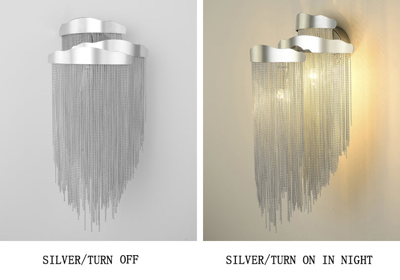 Modern 3 Lights Aluminum Chain  Tassel Wall Sconce