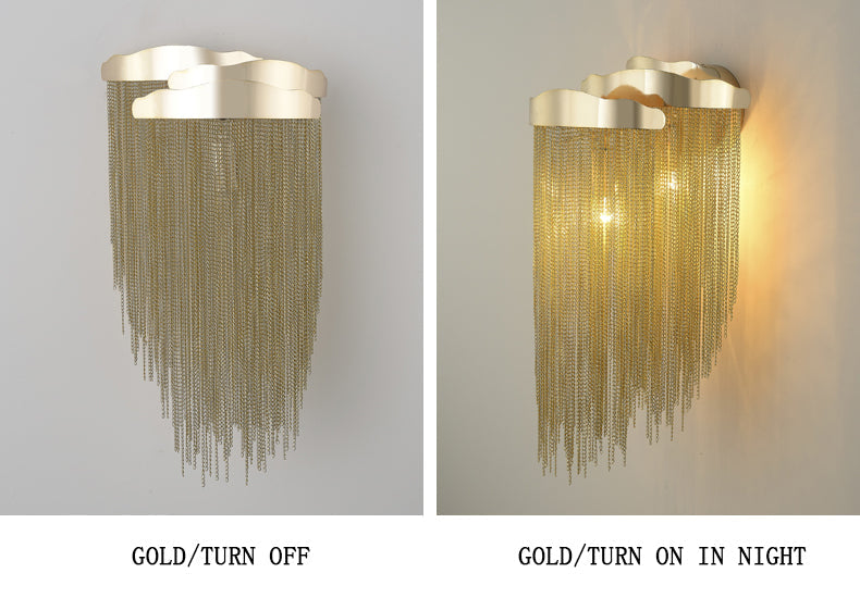 Modern 3 Lights Aluminum Chain  Tassel Wall Sconce