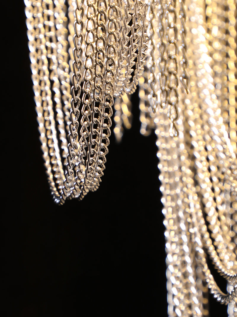 Cascade Aluminum Chain Tassel Table Lamp for Bedroom