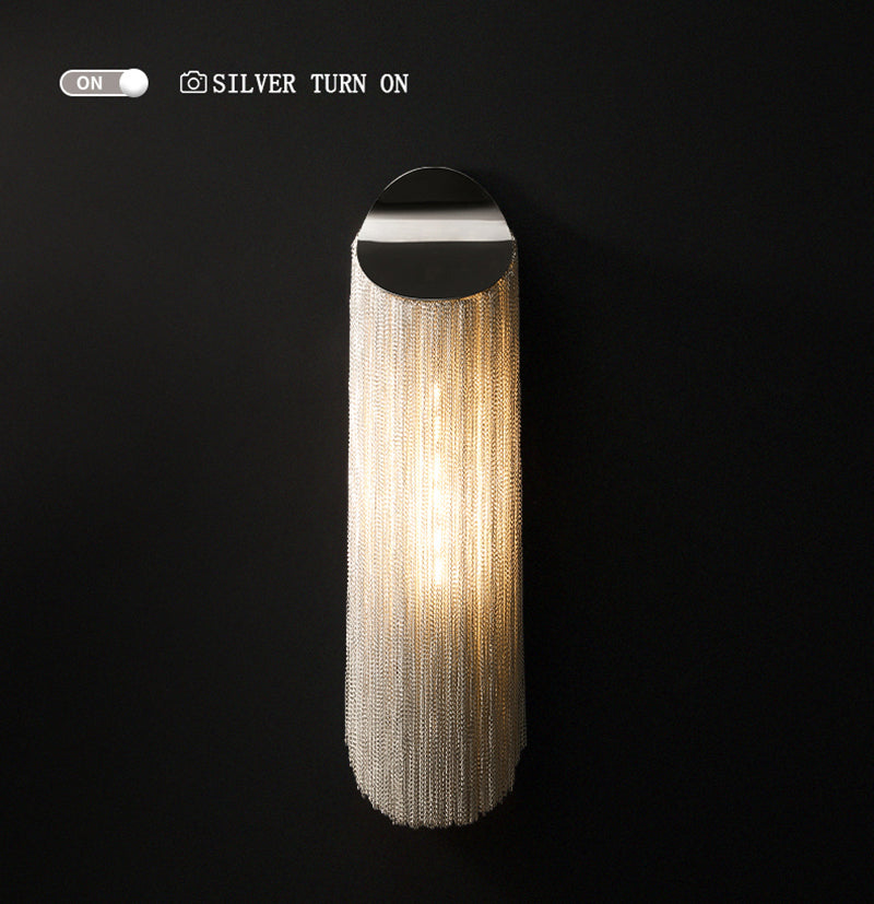 Modern cylindrical Aluminum Chain Tassel Wall Sconce