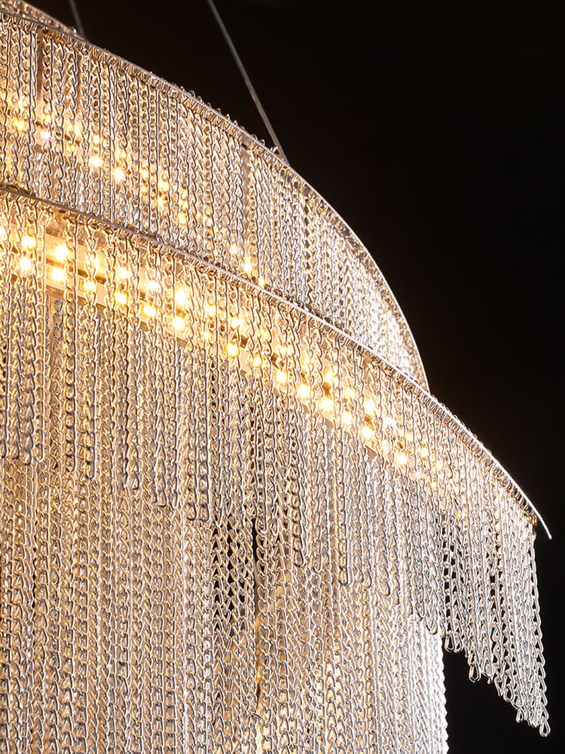 Living Room Chandelier for Aluminum Chain Tassel Gold silver