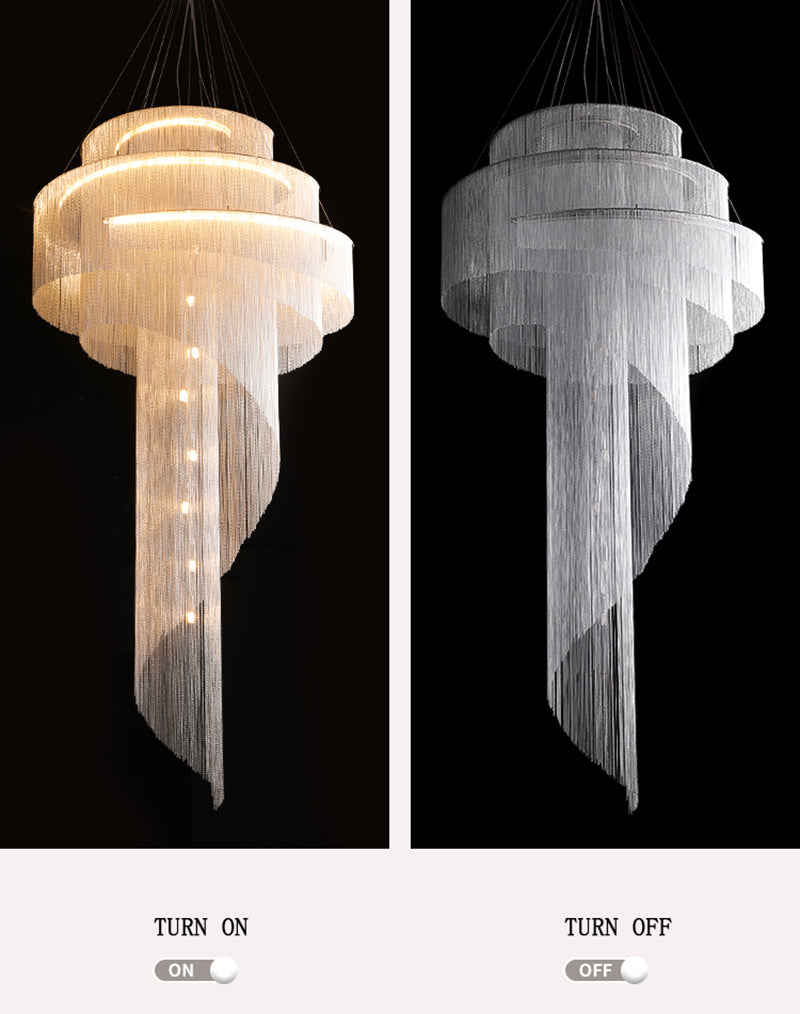 Living Room Chandelier for Aluminum Chain Tassel Gold silver