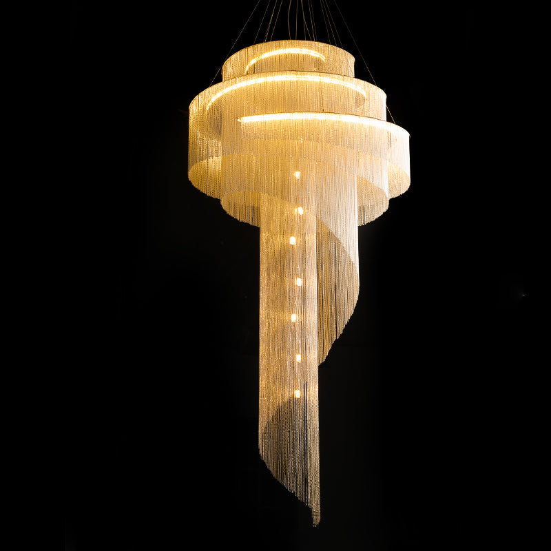 Living Room Chandelier for Aluminum Chain Tassel Gold silver