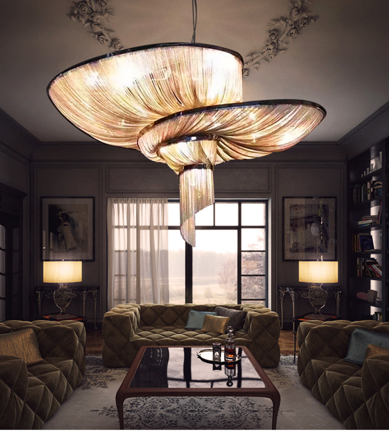 Luxury Aluminum Chain Tassel Pendant Chandelier